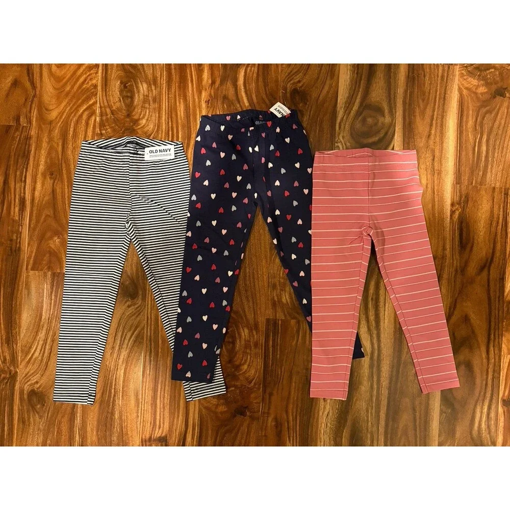 NWT/NWOT Girls Leggings, Old Navy and Carters, Navy, Pink, Hearts, Size 4T